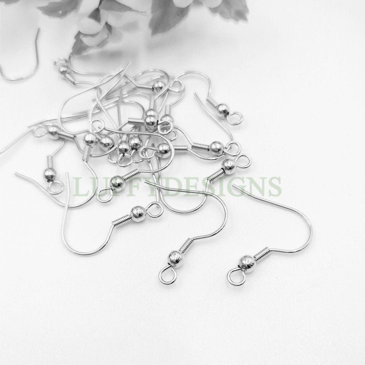 10pcs Gold Ear Wire Hooks, Ball and Coil Earring Hooks, Earring Findings, 316L Stainless Steel Hypo Allergenic French Hooks, Fish Hooks