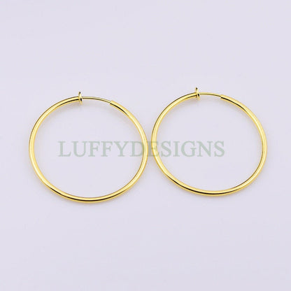 10pcs Clip On Fake Earrings, Spring Action Fake Hoops, No Pierced Earring, Dangle Earring, Pierced Look Earring, Large Ear Hoops