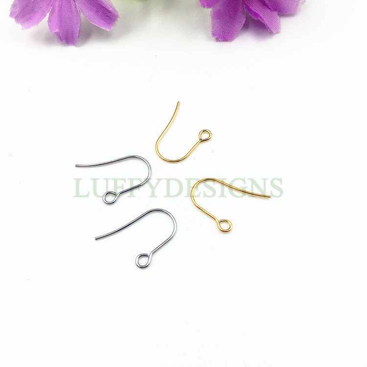 10pcs Gold Ear Wire Hooks, Earring Hooks, Earring Findings, 316L Stainless Steel Hypo Allergenic French Hooks, Earring Wires, Fish Hooks
