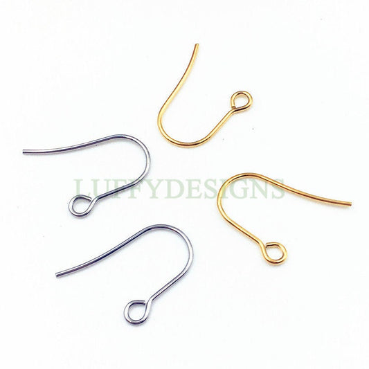 10pcs Gold Ear Wire Hooks, Earring Hooks, Earring Findings, 316L Stainless Steel Hypo Allergenic French Hooks, Earring Wires, Fish Hooks