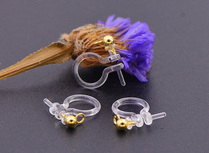 20pcs Invisible clip on earring converter, resin earring clip, no pierced dangle earrings clip findings, hypoallergenic clip earrings