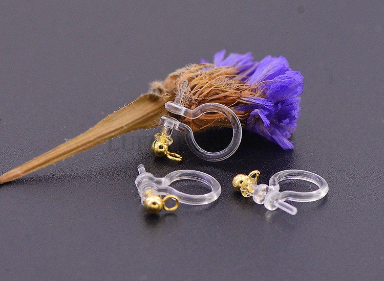 20pcs Invisible clip on earring converter, resin earring clip, no pierced dangle earrings clip findings, hypoallergenic clip earrings