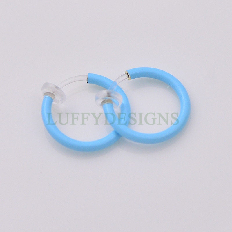 20pcs Clip On Luminous Fake Nose Ring /Lip Ring /Earring, Spring Action Fake Hoops, No Piercing Luminescent Earring/ Nose Ring /Lip Ring
