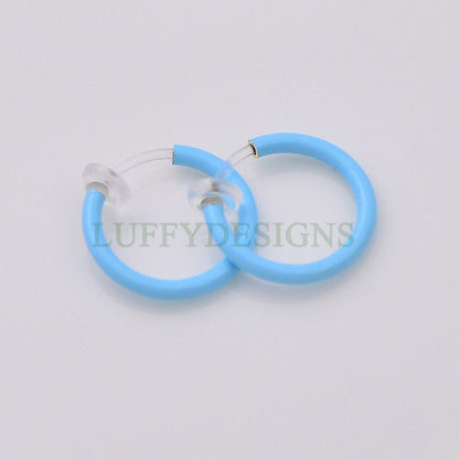 20pcs Clip On Luminous Fake Nose Ring /Lip Ring /Earring, Spring Action Fake Hoops, No Piercing Luminescent Earring/ Nose Ring /Lip Ring