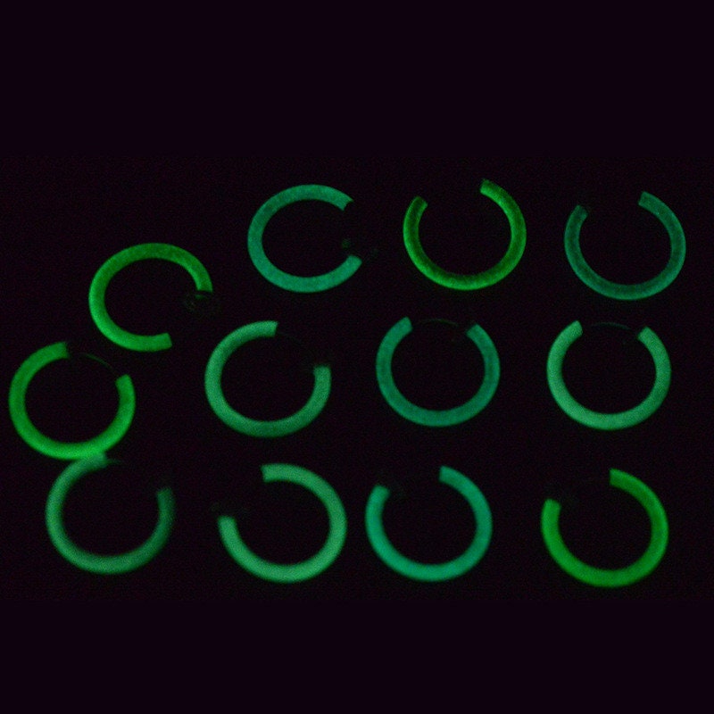 20pcs Clip On Luminous Fake Nose Ring /Lip Ring /Earring, Spring Action Fake Hoops, No Piercing Luminescent Earring/ Nose Ring /Lip Ring