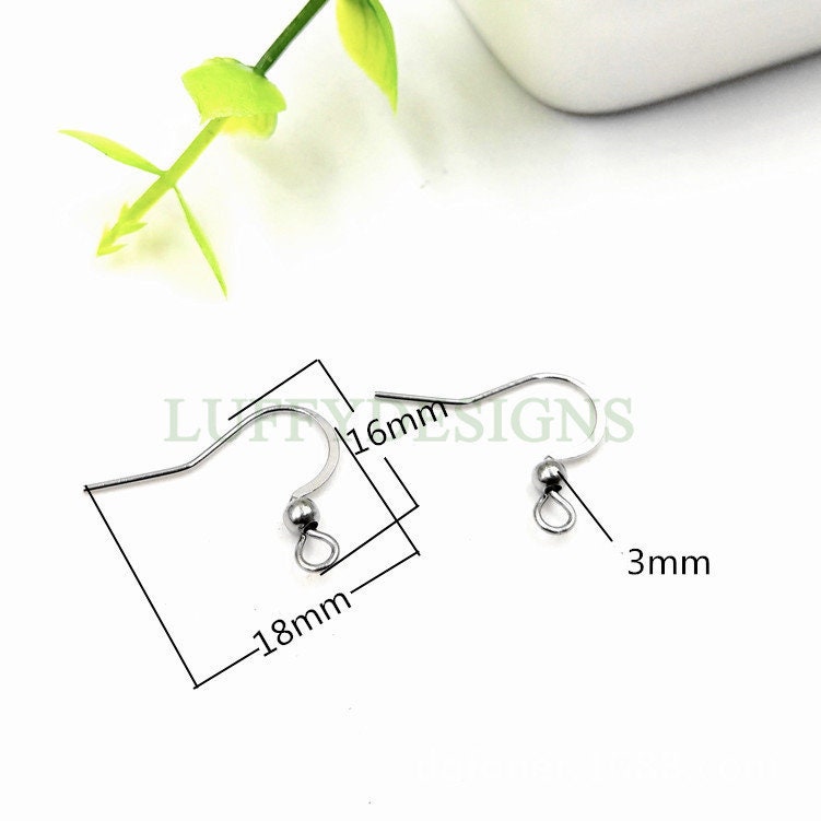 10pcs Gold Ear Wire Hooks, Ball Earring Hooks, Earring Findings, Gold plated 316L Stainless Steel, Hypo Allergenic French Hooks, Fish Hooks