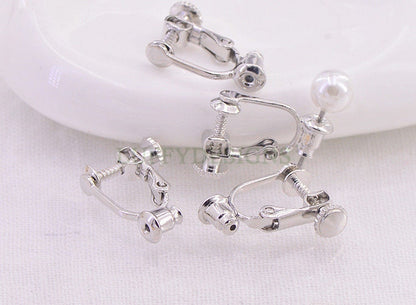 10pcs Screw Back Non Piercing Earrings, with Attached Ear Nuts at Bottom, Gold /Rhodium /Rose Gold /Silver plated Brass, Comfortable Fit