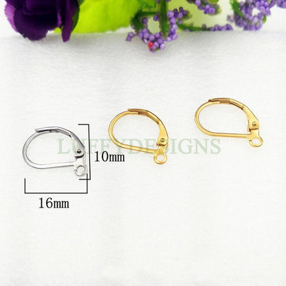 10pcs Gold Ear Wire Hooks, Earring Hooks, Earring Findings, 316L Stainless Steel Hypo Allergenic French Hooks, Earring Wires, D Hooks