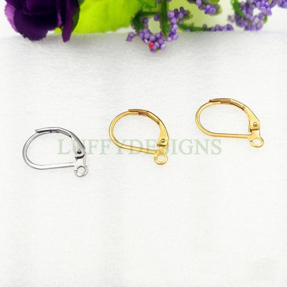 10pcs Gold Ear Wire Hooks, Earring Hooks, Earring Findings, 316L Stainless Steel Hypo Allergenic French Hooks, Earring Wires, D Hooks