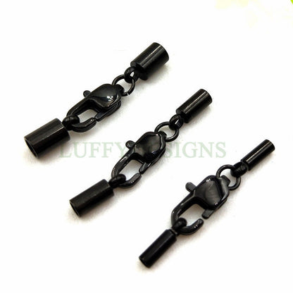 10Pcs Leather Cord End Cap with Lobster Claw Clasp, 18K Gold plated 304 Stainless Steel, Gold Jewelry Making Supplies Findings 1.2 - 3.1mm