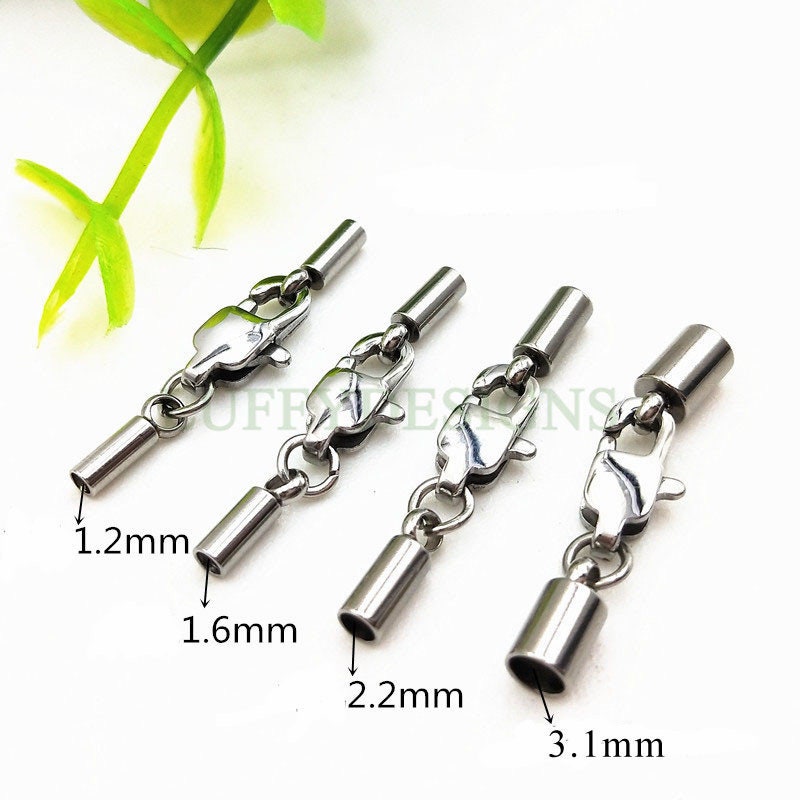 10Pcs Leather Cord End Cap with Lobster Claw Clasp, 18K Gold plated 304 Stainless Steel, Gold Jewelry Making Supplies Findings 1.2 - 3.1mm