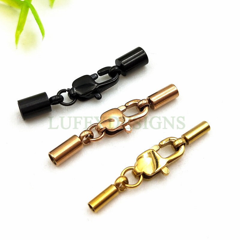 10Pcs Leather Cord End Cap with Lobster Claw Clasp, 18K Gold plated 304 Stainless Steel, Gold Jewelry Making Supplies Findings 1.2 - 3.1mm