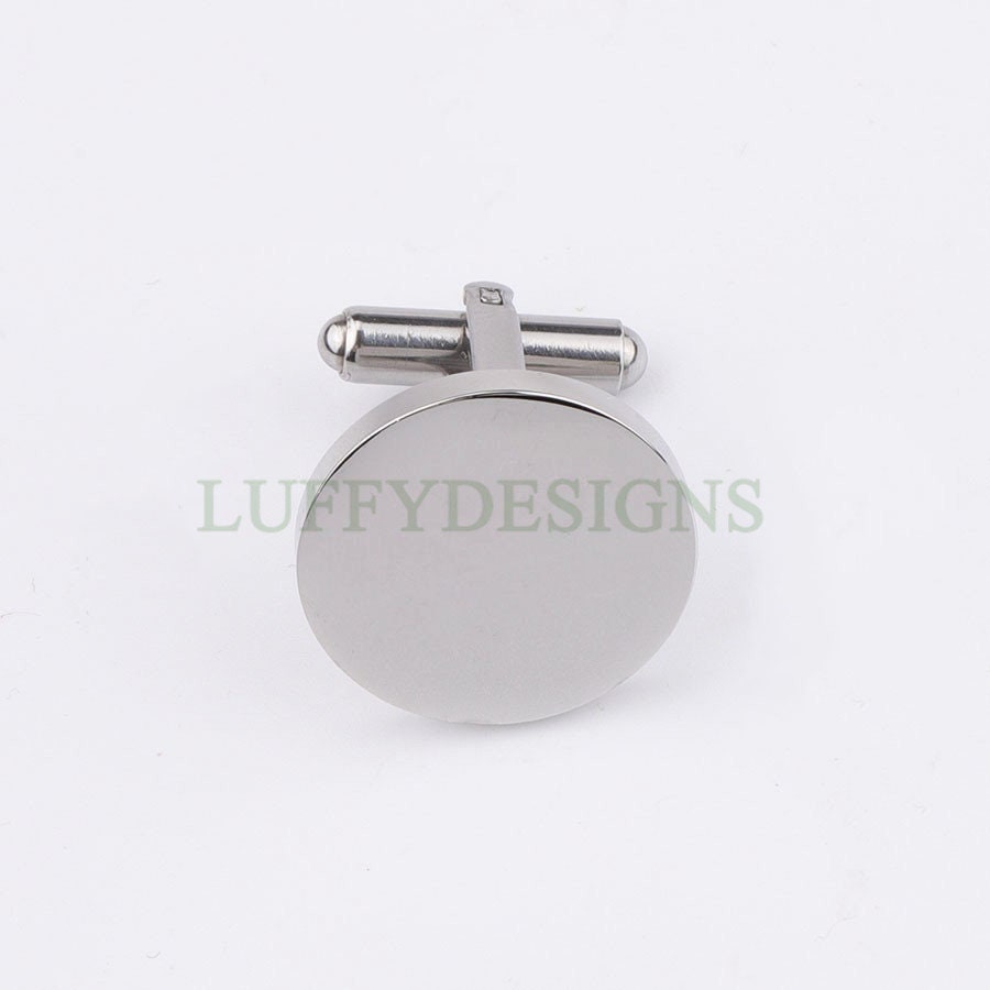 Gold Round Cufflinks ,Round Plane 15/20mm French Cufflinks Blank, Cufflink Base, Cufflinks Bezel Setting, Mirror Polished Steel Cufflinks