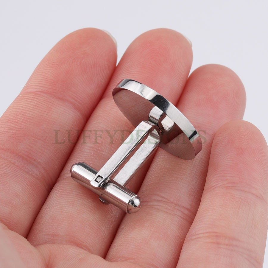 Gold Round Cufflinks ,Round Plane 15/20mm French Cufflinks Blank, Cufflink Base, Cufflinks Bezel Setting, Mirror Polished Steel Cufflinks