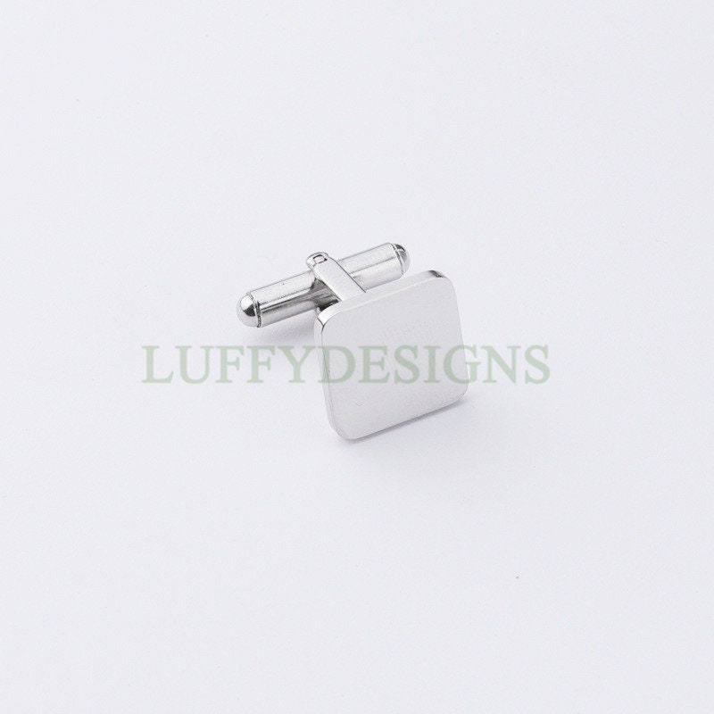 Gold/Rose Gold Cufflinks, 16mm Square Plane French Cufflinks Blank, Cufflink Base, Cufflinks Bezel Setting, Mirror Polished Steel Cufflinks