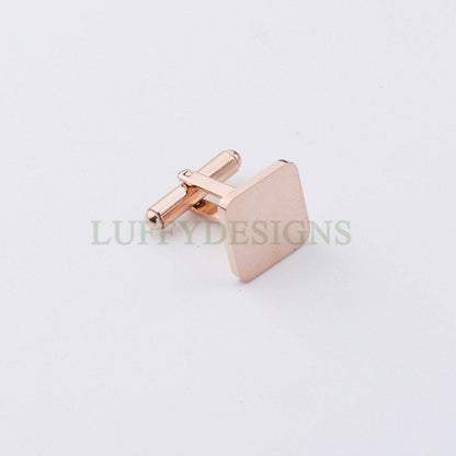 Gold/Rose Gold Cufflinks, 16mm Square Plane French Cufflinks Blank, Cufflink Base, Cufflinks Bezel Setting, Mirror Polished Steel Cufflinks