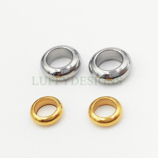 20pcs Gold Roundel Spacer Beads, Seamless Circle Ring, Flattened Round Beads, Seamless Round For Bracelet Making, 18K Gold plated