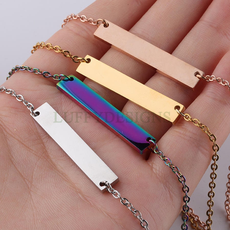 10pcs Blank bar necklace, bar necklace supplies, Gold /Rose Gold stainless steel blanks, Hand stamping bar necklace, DIY Engraving Supplies