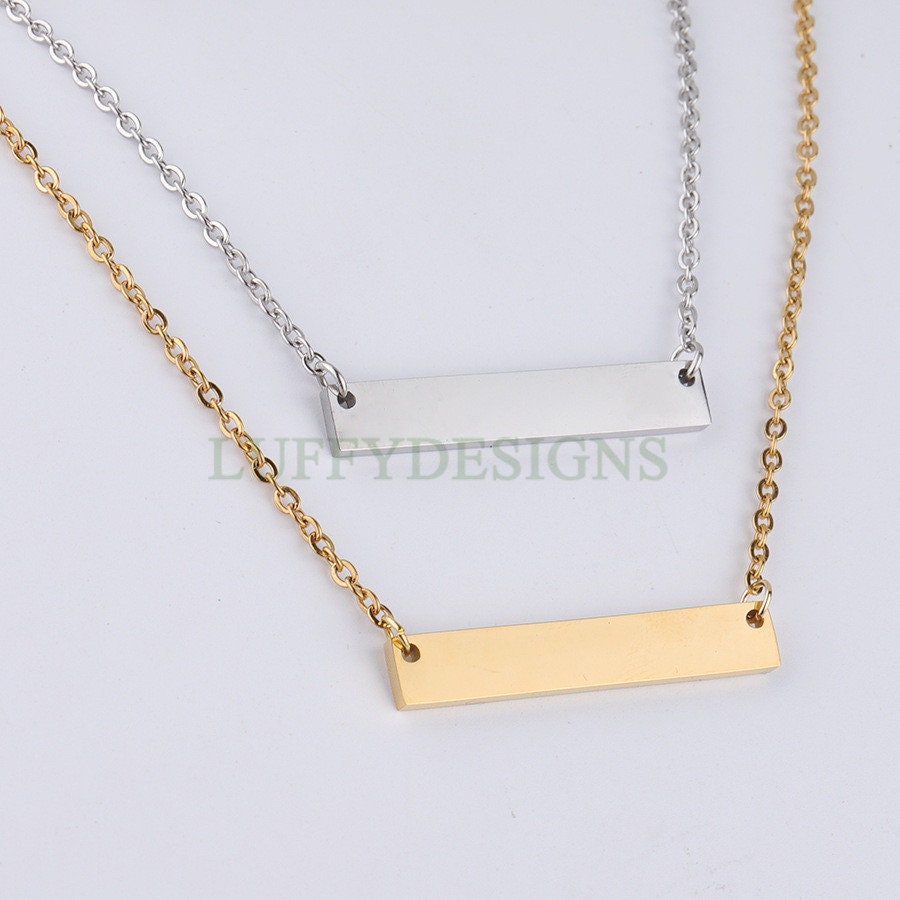 10pcs Blank bar necklace, bar necklace supplies, Gold /Rose Gold stainless steel blanks, Hand stamping bar necklace, DIY Engraving Supplies