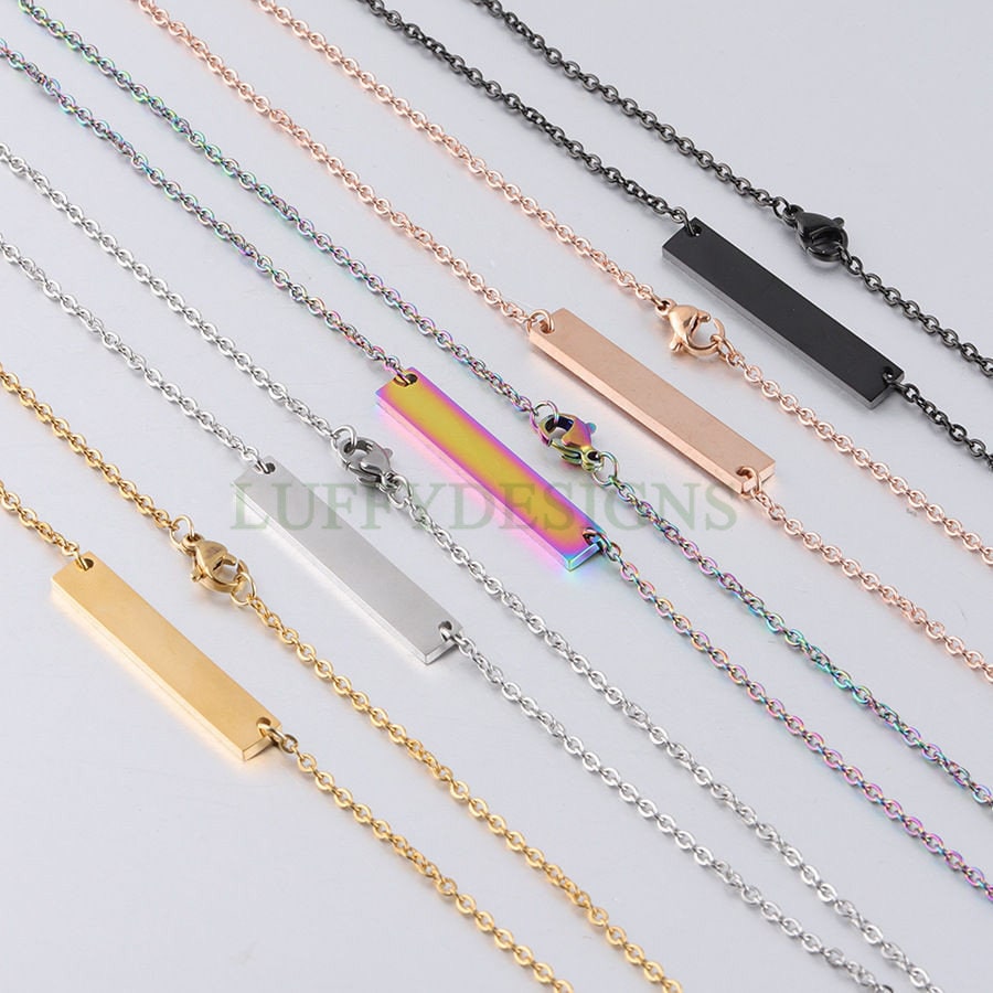 10pcs Blank bar necklace, bar necklace supplies, Gold /Rose Gold stainless steel blanks, Hand stamping bar necklace, DIY Engraving Supplies