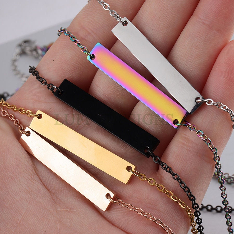 10pcs Blank bar necklace, bar necklace supplies, Gold /Rose Gold stainless steel blanks, Hand stamping bar necklace, DIY Engraving Supplies