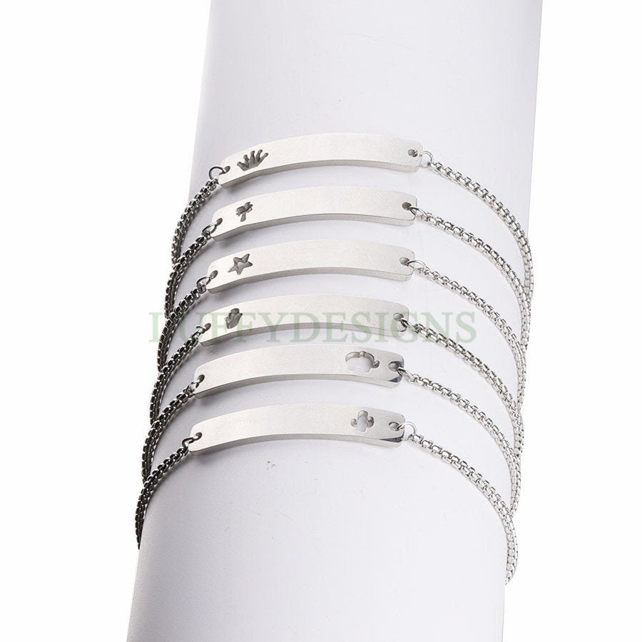 5pcs Bar Bracelet Blank, Bar Bracelet Supplies, Gold Stainless Steel Blanks, Ready to Stampe, DIY Engraving Bracelet, Stamping Blank