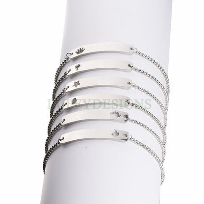 5pcs Bar Bracelet Blank, Bar Bracelet Supplies, Gold Stainless Steel Blanks, Ready to Stampe, DIY Engraving Bracelet, Stamping Blank
