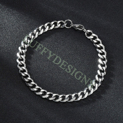 5pcs Gold Cuban Link Chain Bracelet, Miami Cuban Curb Links, Cuban Men Bracelet, Women Bracelet, Gift for Men, Gold plated Stainless Steel