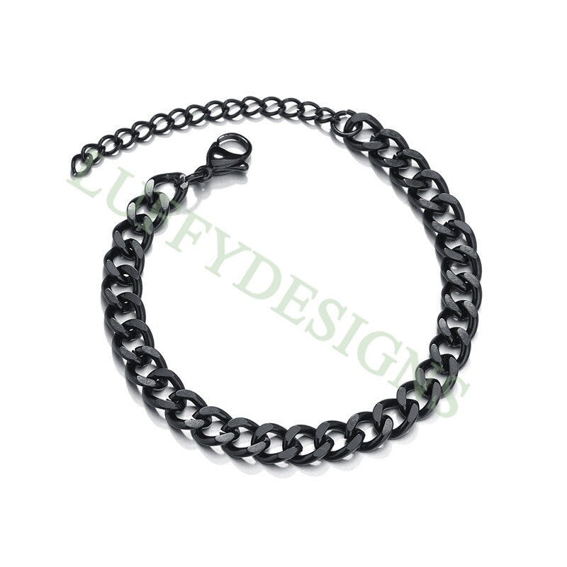 5pcs Gold Cuban Link Chain Bracelet, Miami Cuban Curb Links, Cuban Men Bracelet, Women Bracelet, Gift for Men, Gold plated Stainless Steel