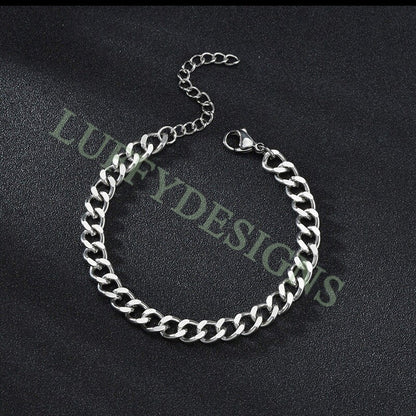 5pcs Gold Cuban Link Chain Bracelet, Miami Cuban Curb Links, Cuban Men Bracelet, Women Bracelet, Gift for Men, Gold plated Stainless Steel