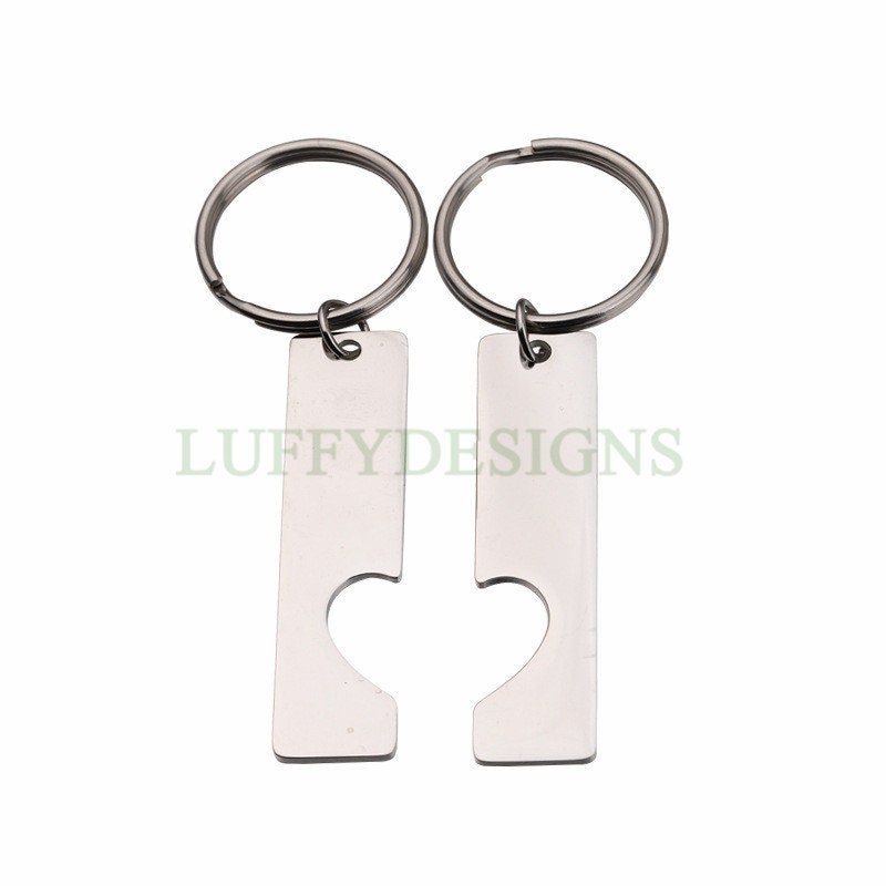 5pairs Bar Keychain with Hollow Heart, Bar Keyring Supplies, Gold Stainless Steel Blanks, Ready Stamping Bar Keychain, Engraving Keychain