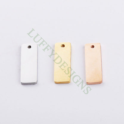 10pcs Personalized Stamping Blank Bar 6x18mm, Ready to Stamp, Gold Bar Charm, Gold Plated Stainless Steel, Mirror Polished Engraving Supply