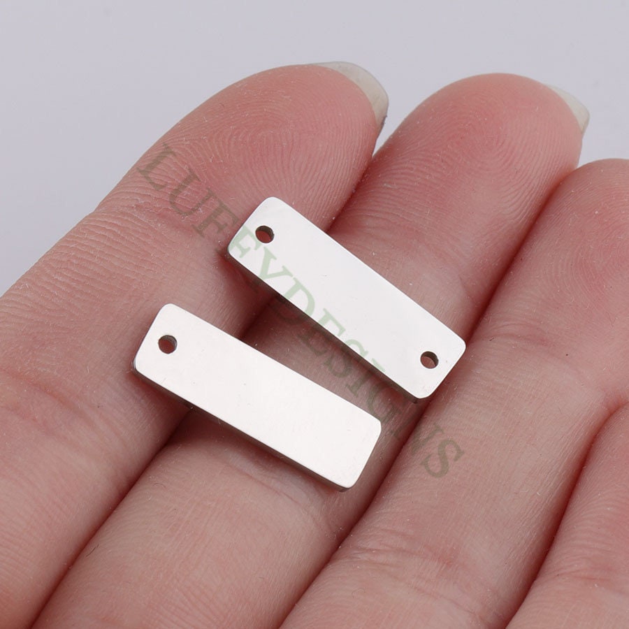 10pcs Personalized Stamping Blank Bar 6x18mm, Ready to Stamp, Gold Bar Charm, Gold Plated Stainless Steel, Mirror Polished Engraving Supply