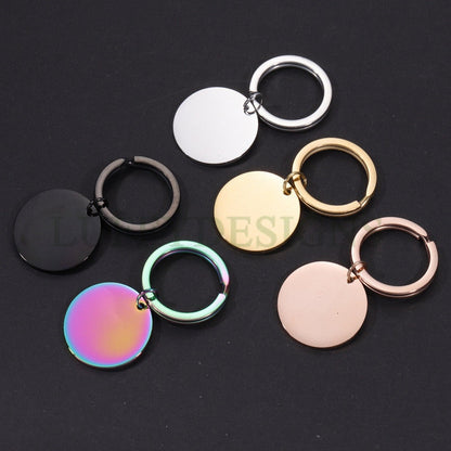 5pcs Blank Round/Square keychain, keyring supplies, Gold stainless steel blanks, Ready Stamping keychain, Mirror Polished Engraving Keychain