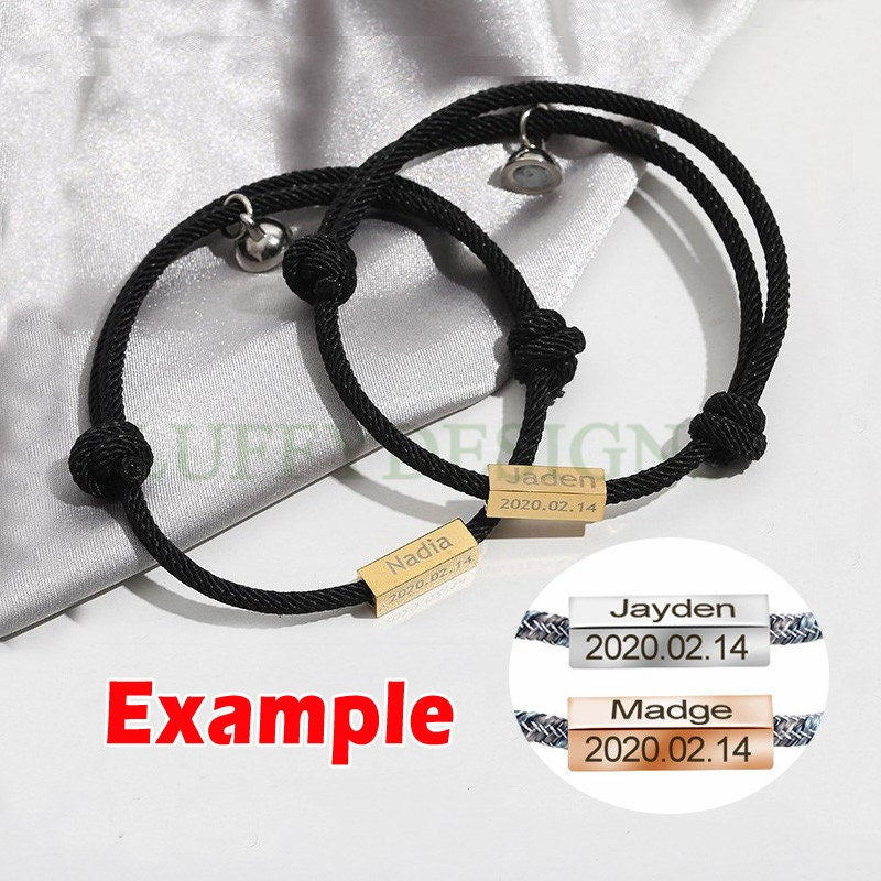 10pcs Blank Personalized Couples Bracelet, Custom Name Jewelry, Blank Magnetic Bracelet,Anniversary Bracelet Supplies,DIY Engraving Supplies