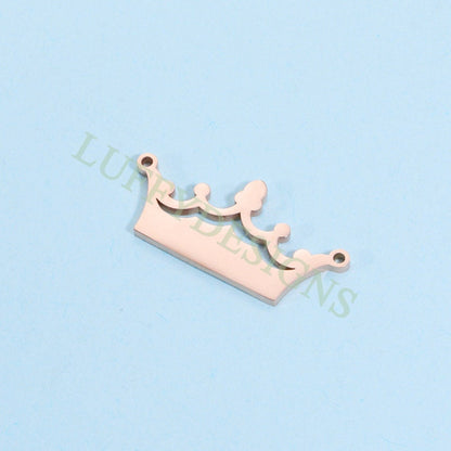 10pcs 3D Crown Charms 29x13mm, Gold Crown Pendant, Crown Findings for Necklace, Gold plated Stainless Steel, Mirror Polished Crown Connector