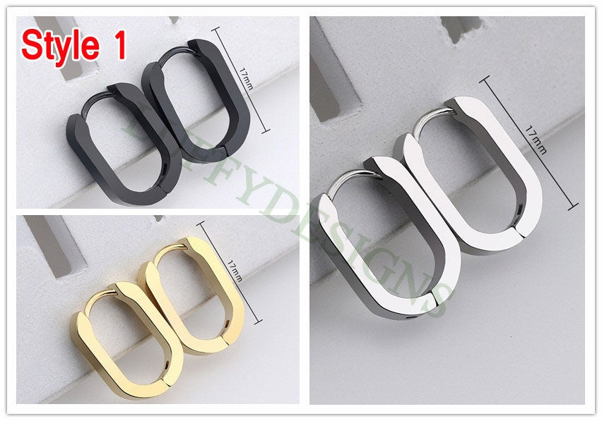 10pcs Open Clip Hoop Earrings, Clicker Ring Hoops, Earring Findings, Geometric Hoop Earrings, Gold Plated Stainless Steel Pierced Jewelry