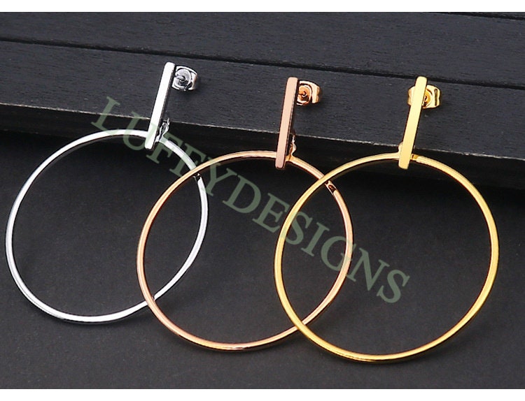 10pcs Geometric Hoop Earrings, Gold Plated Stainless Steel Pierced Jewelry, Earring Findings, Round/Triangle/Square/Star/Hexagon Earrings