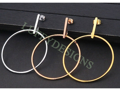 10pcs Geometric Hoop Earrings, Gold Plated Stainless Steel Pierced Jewelry, Earring Findings, Round/Triangle/Square/Star/Hexagon Earrings