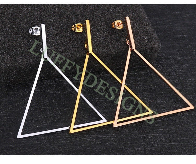 10pcs Geometric Hoop Earrings, Gold Plated Stainless Steel Pierced Jewelry, Earring Findings, Round/Triangle/Square/Star/Hexagon Earrings