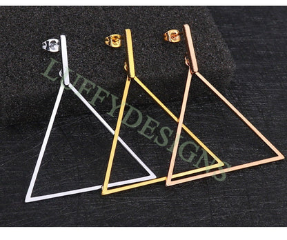 10pcs Geometric Hoop Earrings, Gold Plated Stainless Steel Pierced Jewelry, Earring Findings, Round/Triangle/Square/Star/Hexagon Earrings