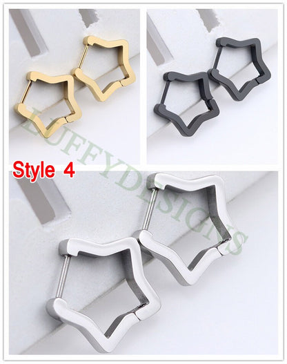 10pcs Open Clip Hoop Earrings, Clicker Ring Hoops, Earring Findings, Geometric Hoop Earrings, Gold Plated Stainless Steel Pierced Jewelry