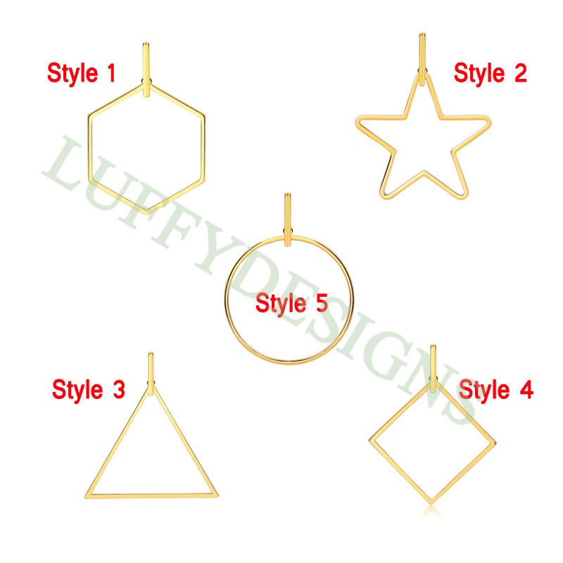 10pcs Geometric Hoop Earrings, Gold Plated Stainless Steel Pierced Jewelry, Earring Findings, Round/Triangle/Square/Star/Hexagon Earrings
