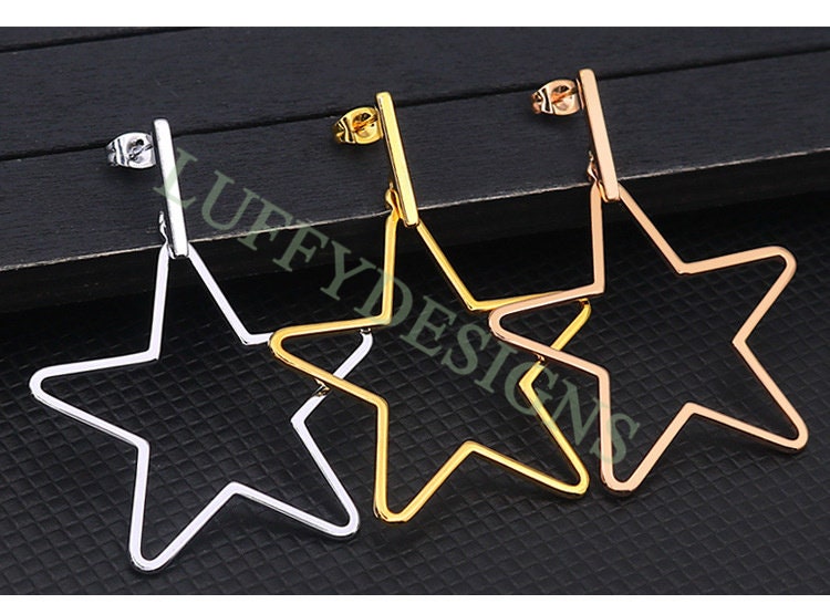 10pcs Geometric Hoop Earrings, Gold Plated Stainless Steel Pierced Jewelry, Earring Findings, Round/Triangle/Square/Star/Hexagon Earrings