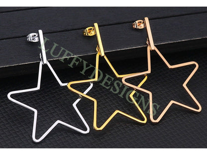 10pcs Geometric Hoop Earrings, Gold Plated Stainless Steel Pierced Jewelry, Earring Findings, Round/Triangle/Square/Star/Hexagon Earrings