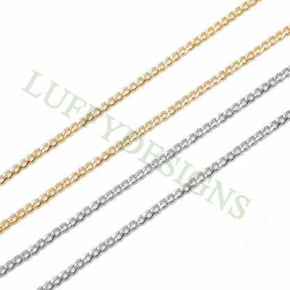 16ft/5m Mens NK 1:1 Curb Chain 3-5mm, Gold plated Stainless Steel, Unfinished Hip Hop Cool Chain, Curb Cuban Bulk Chains Necklace Supplies