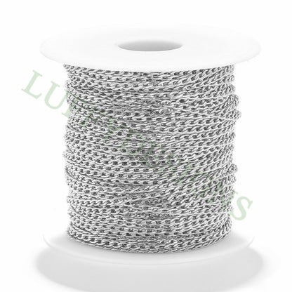 16ft/5m Mens NK 1:1 Curb Chain 3-5mm, Gold plated Stainless Steel, Unfinished Hip Hop Cool Chain, Curb Cuban Bulk Chains Necklace Supplies