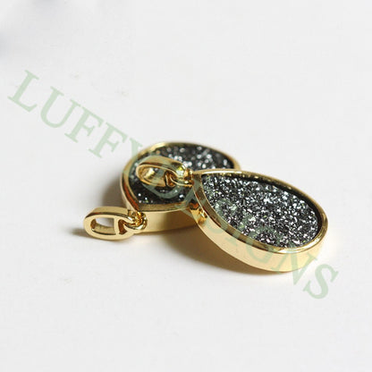 5pcs Gold Titanium Druzy Pendant 19x15mm, Drop Gemstone Druzy Charm, Natural Druzy Stone, Rainbow Agate Geode Pendant, Drusy Charm Jewelry