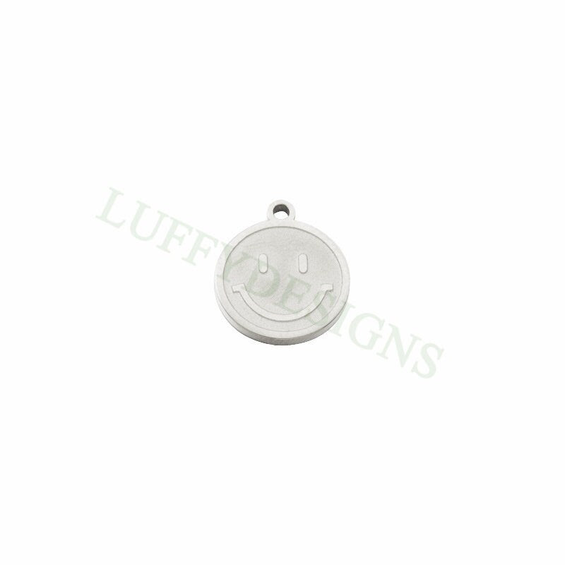 10pcs Smile Face Charm 8mm/13mm, Gold Smile Charm Pendant, Smile Round Disc, Happy Face Pendant, Smiley Symbol, Gold plated Stainless Steel