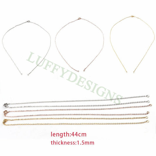 10Pcs Half Finished Necklace, Flat Oval Cable Chain With 2 Jump Rings, 18k Gold /Rose Gold plated 316L Stainless Steel, Necklace Supplies